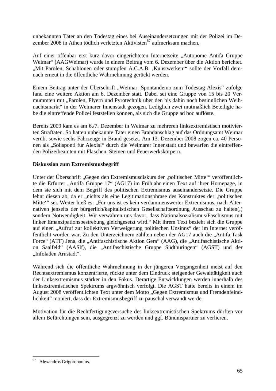 Seite 66 des Verfassungsschutzbericht 2010 Thüringen