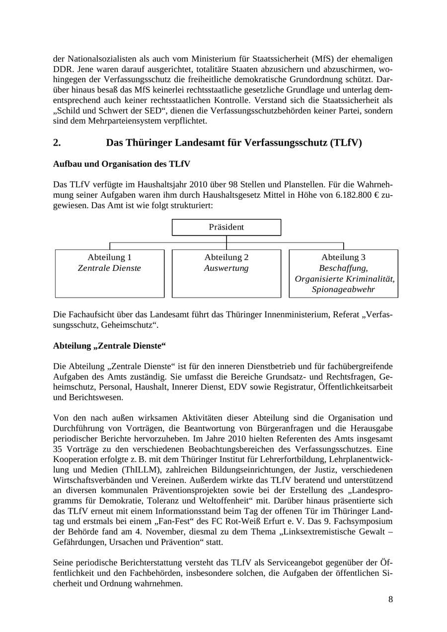 Seite 9 des Verfassungsschutzbericht 2010 Thüringen