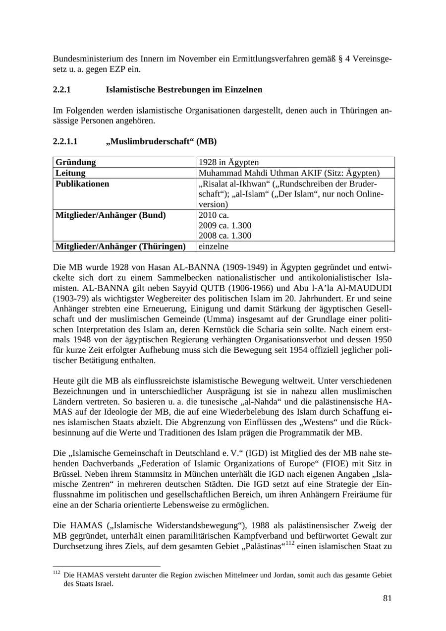 Seite 82 des Verfassungsschutzbericht 2010 Thüringen