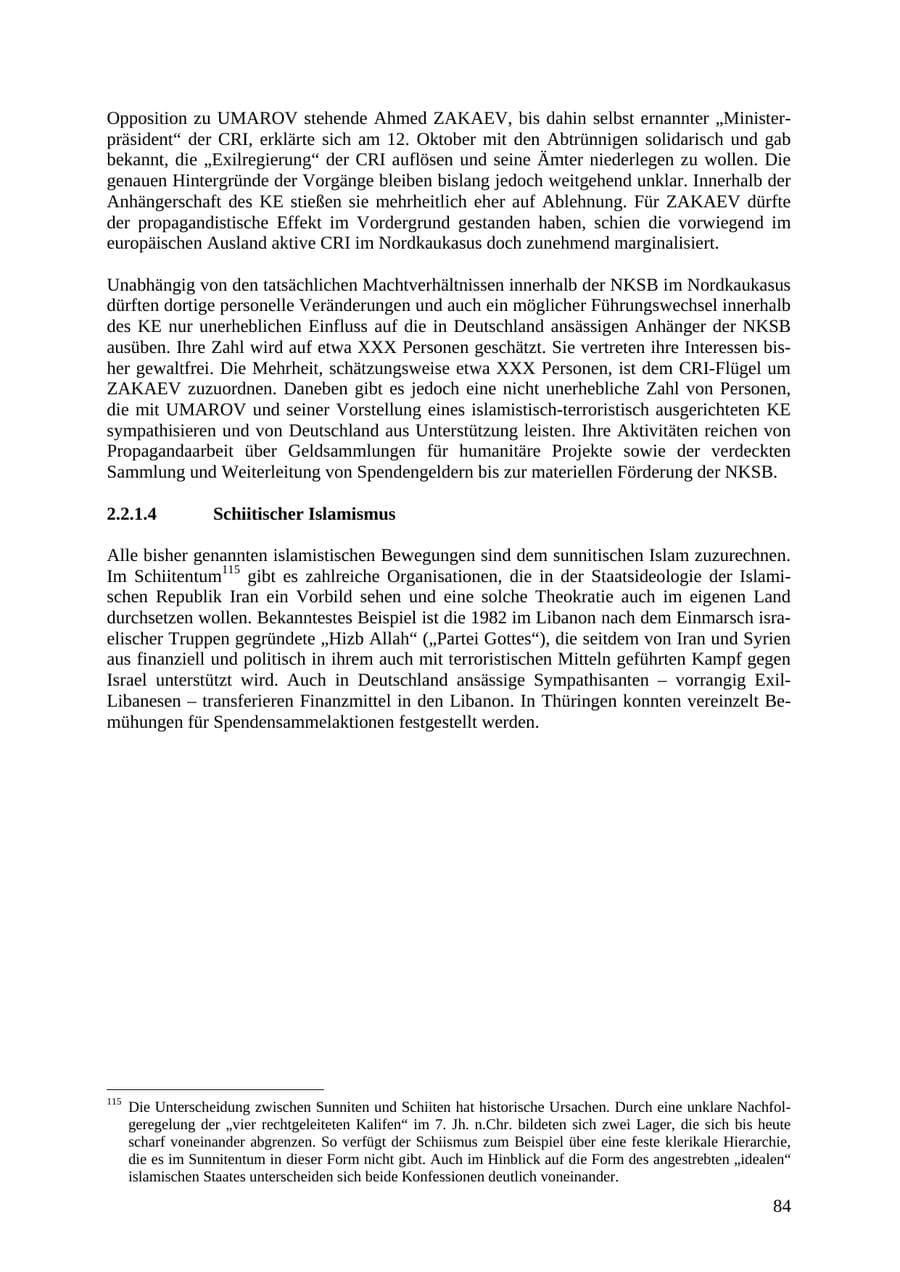 Seite 85 des Verfassungsschutzbericht 2010 Thüringen