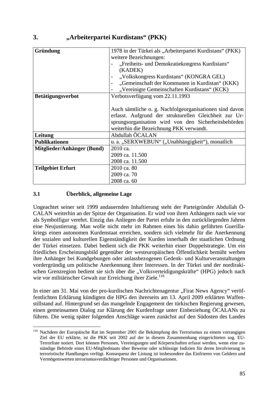 Seite 86 des Verfassungsschutzbericht 2010 Thüringen