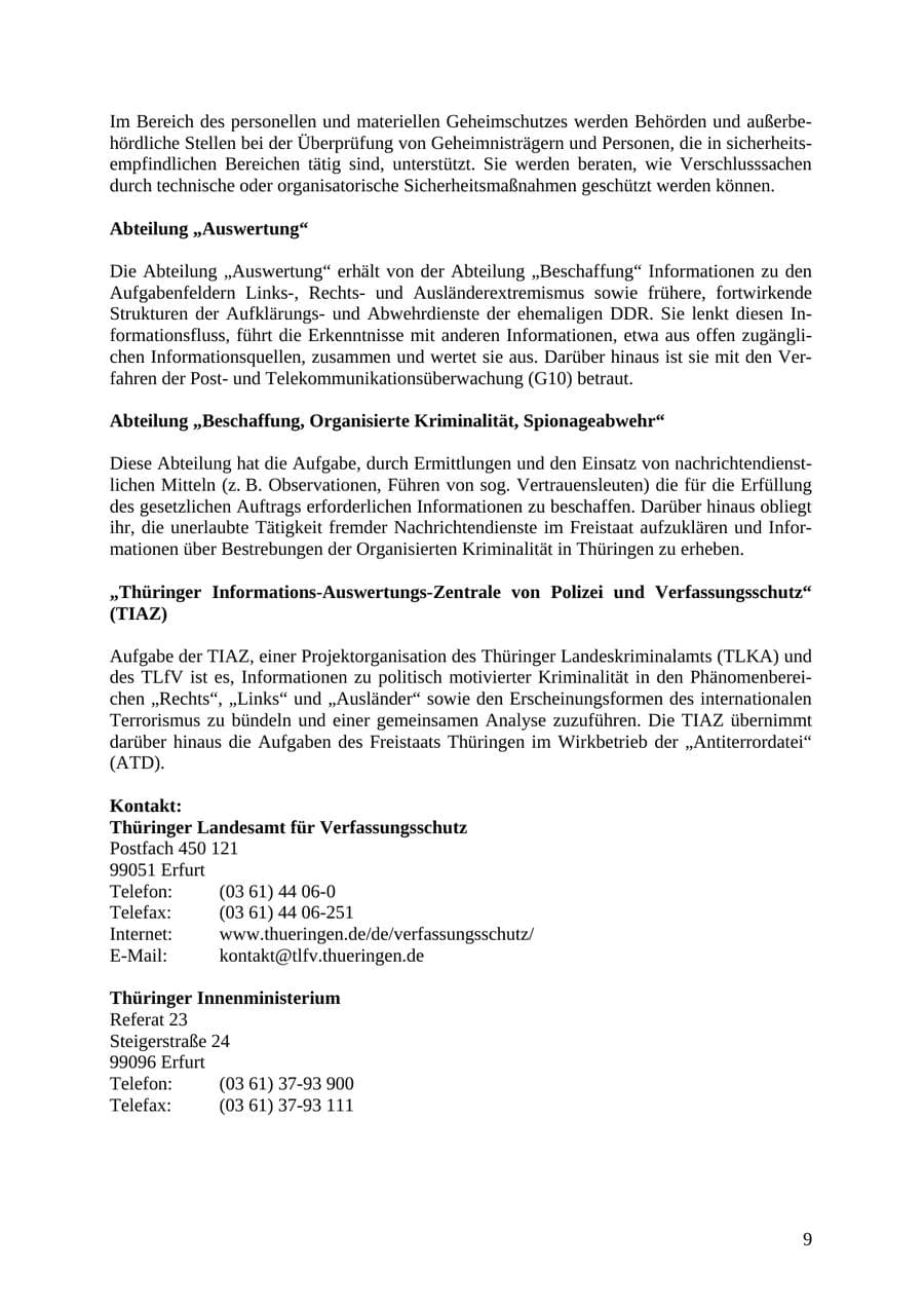 Seite 10 des Verfassungsschutzbericht 2010 Thüringen