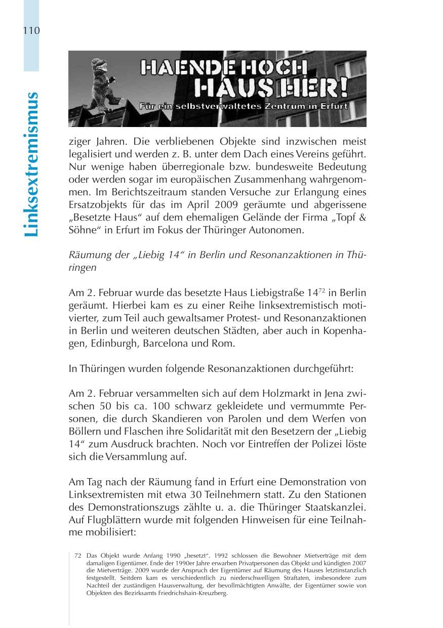 Seite 110 des Verfassungsschutzbericht 2011 Thüringen
