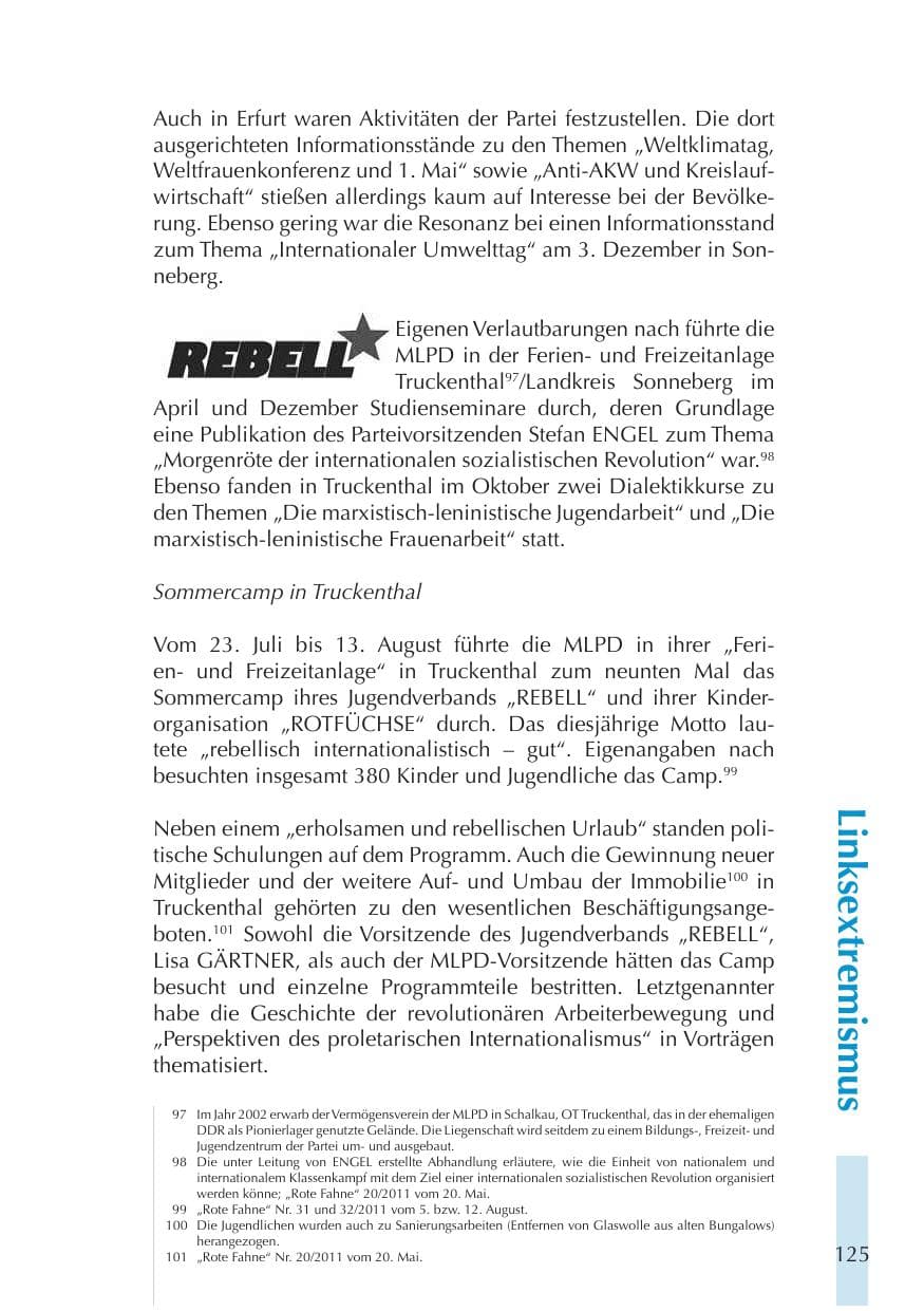 Seite 125 des Verfassungsschutzbericht 2011 Thüringen