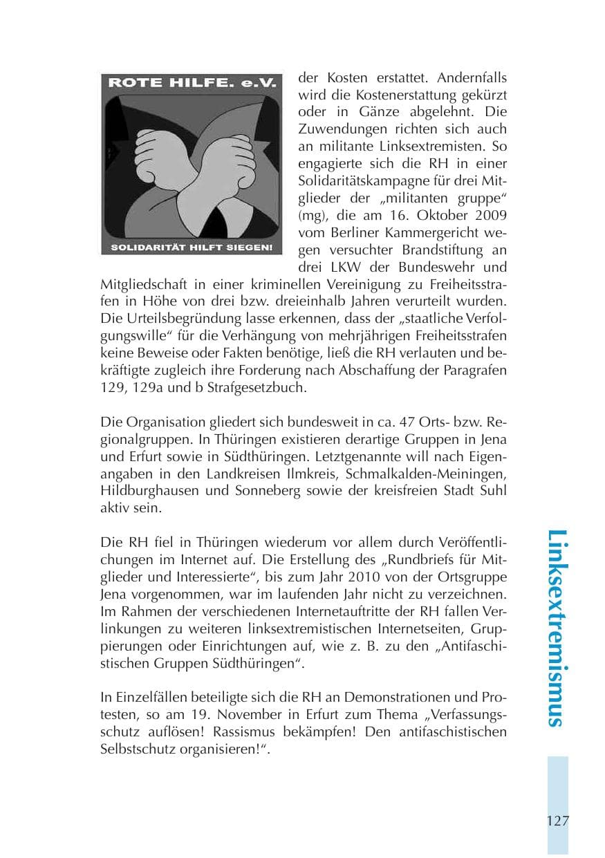 Seite 127 des Verfassungsschutzbericht 2011 Thüringen