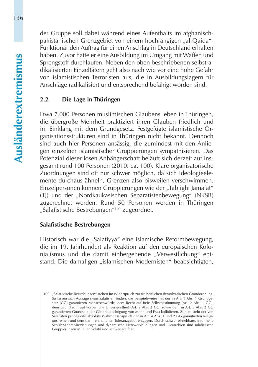 Seite 136 des Verfassungsschutzbericht 2011 Thüringen