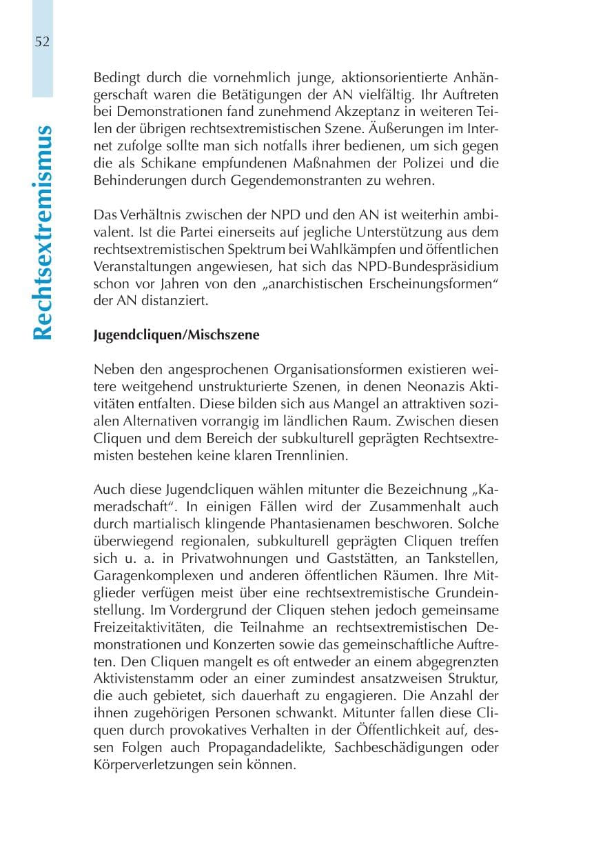 Seite 52 des Verfassungsschutzbericht 2011 Thüringen