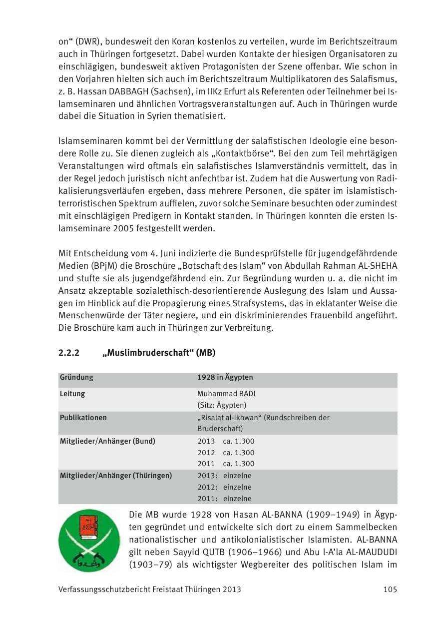 Seite 107 des Verfassungsschutzbericht 2013 Thüringen