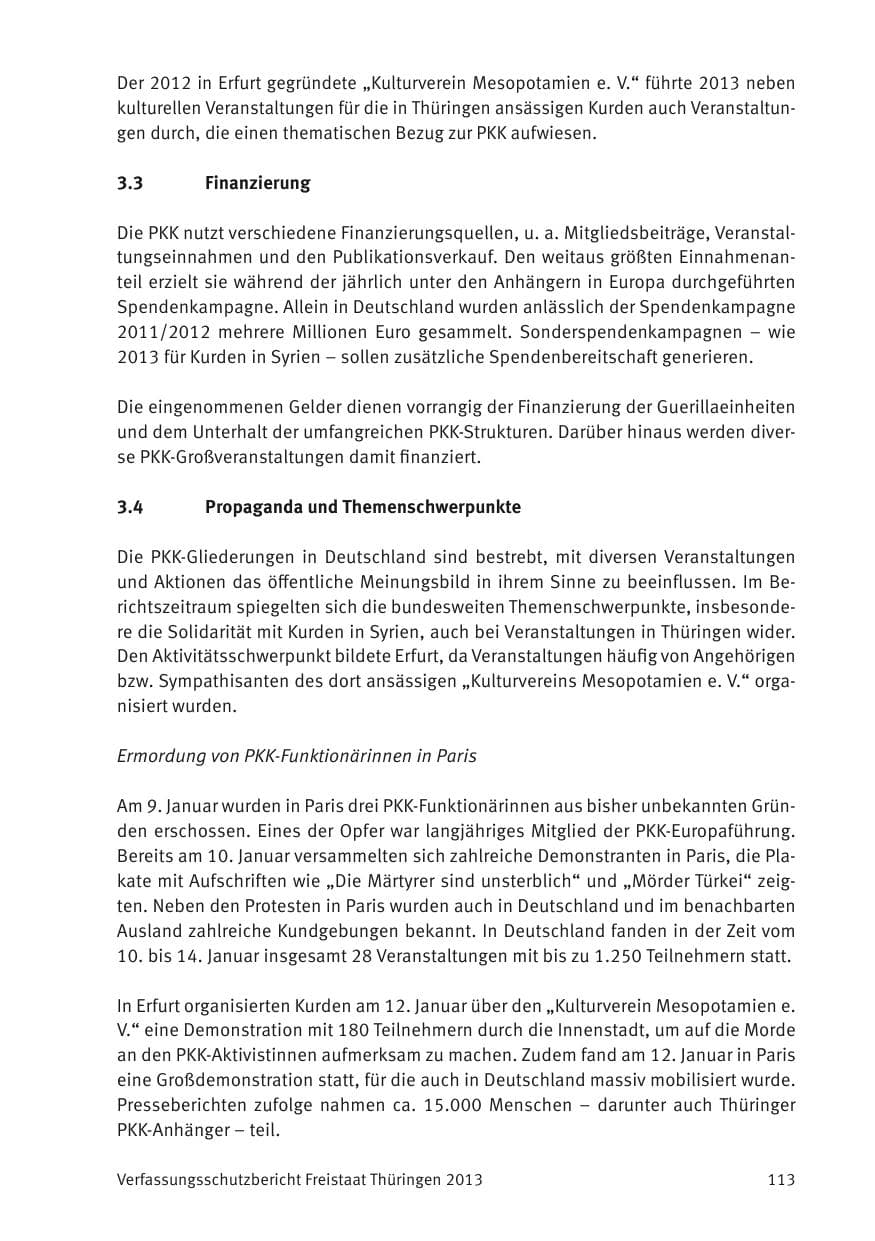 Seite 115 des Verfassungsschutzbericht 2013 Thüringen