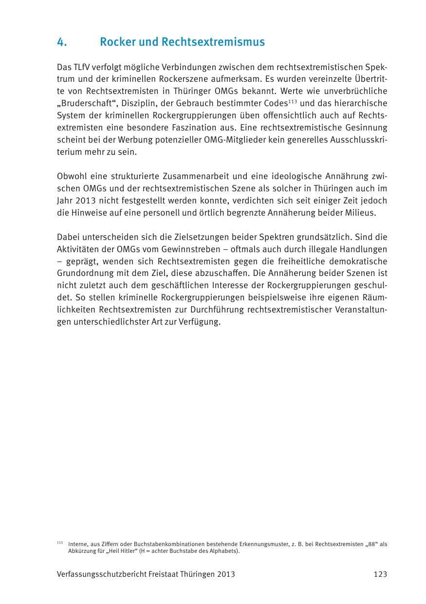 Seite 125 des Verfassungsschutzbericht 2013 Thüringen