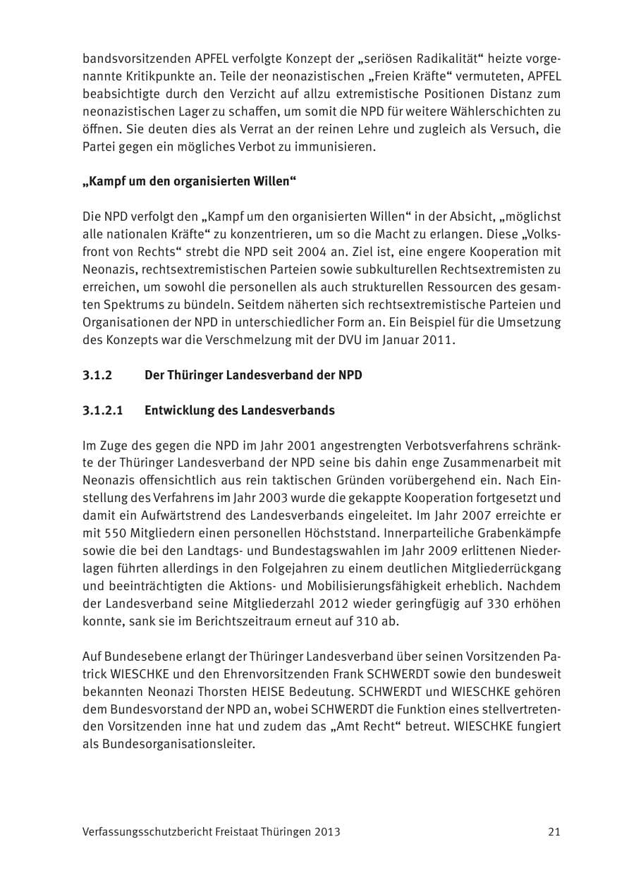 Seite 23 des Verfassungsschutzbericht 2013 Thüringen