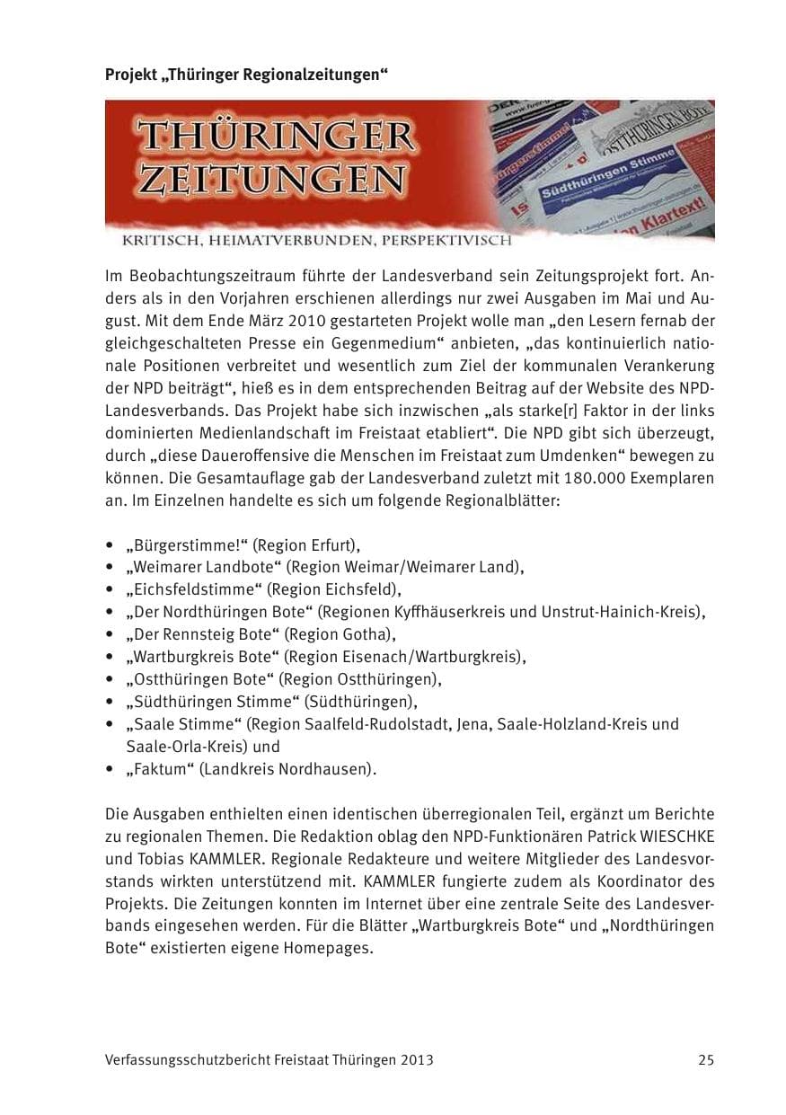 Seite 27 des Verfassungsschutzbericht 2013 Thüringen