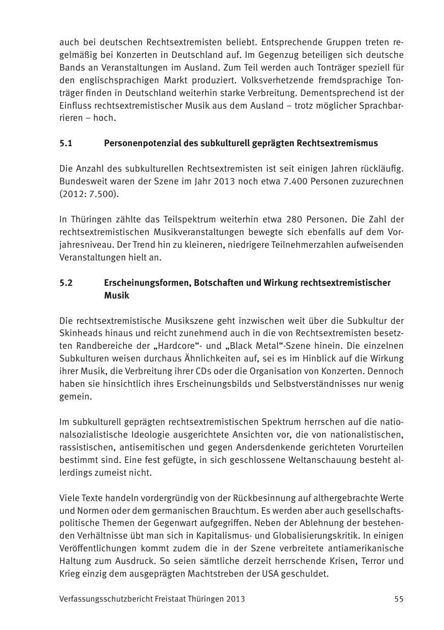Seite 57 des Verfassungsschutzbericht 2013 Thüringen