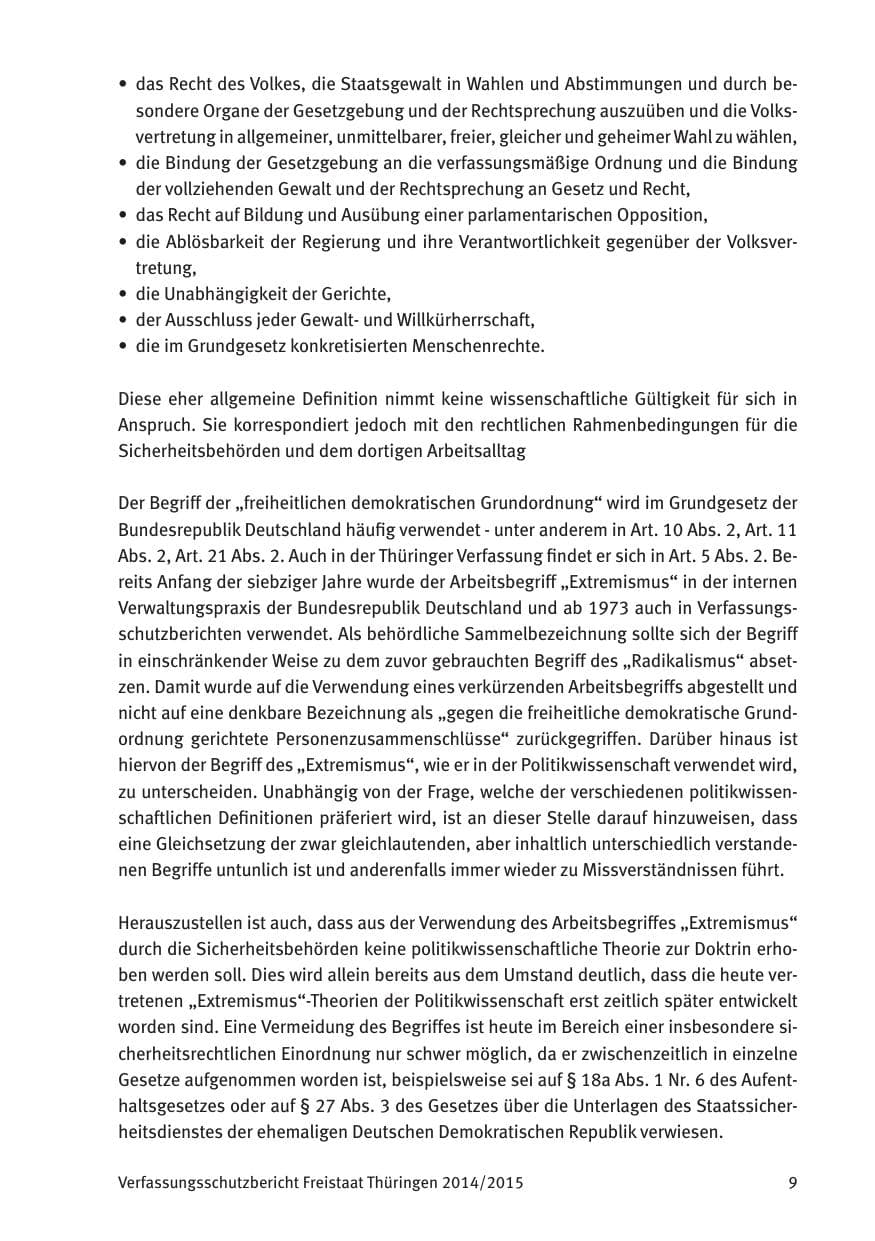Seite 11 des Verfassungsschutzbericht 2015 Thüringen