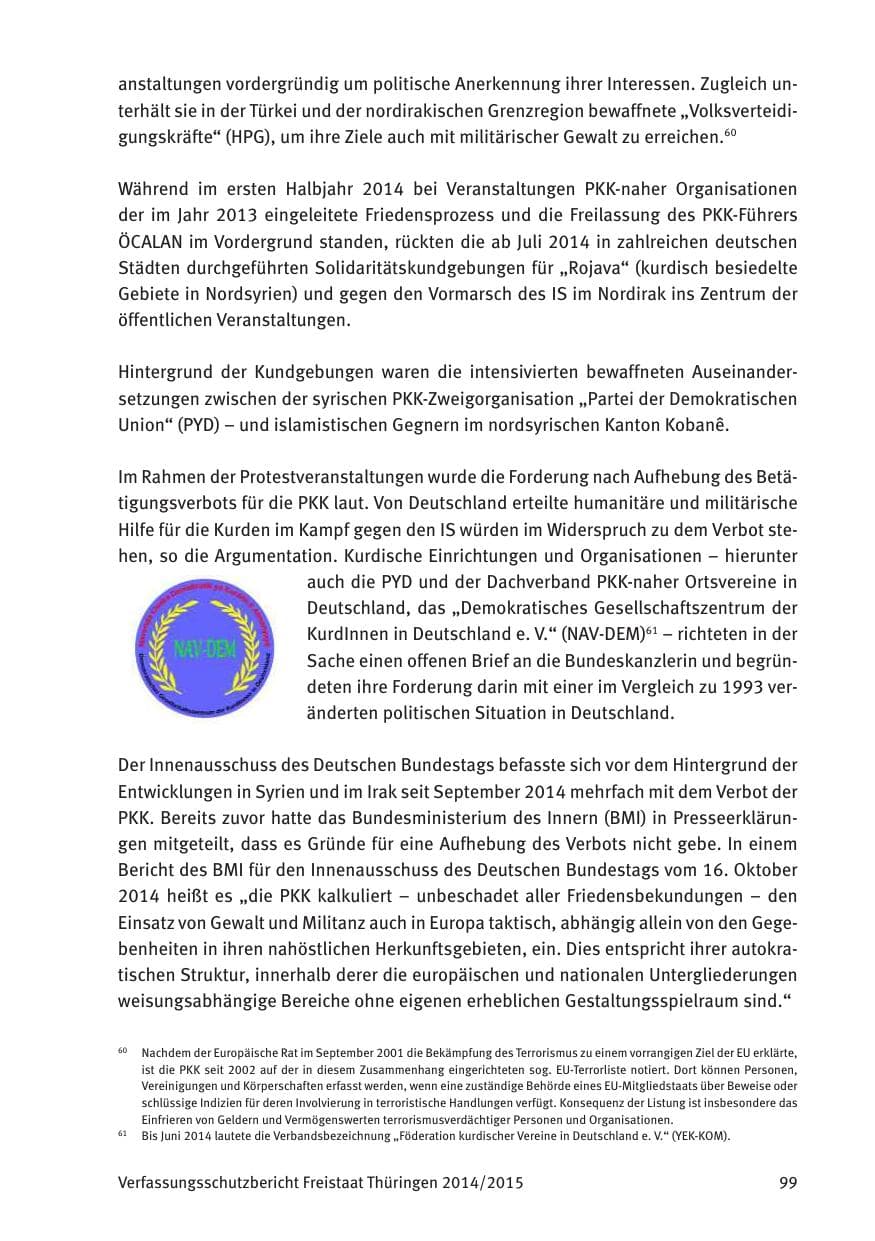 Seite 101 des Verfassungsschutzbericht 2015 Thüringen