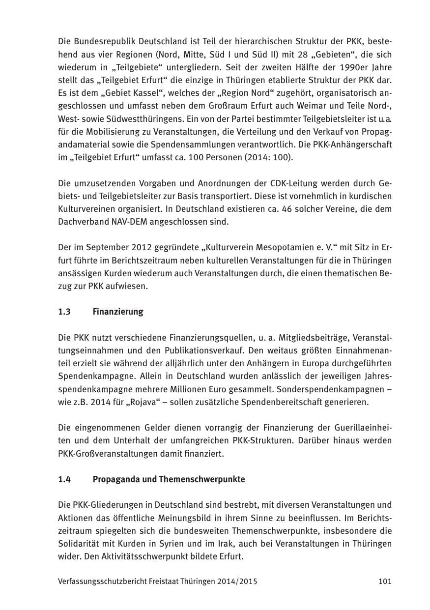 Seite 103 des Verfassungsschutzbericht 2015 Thüringen