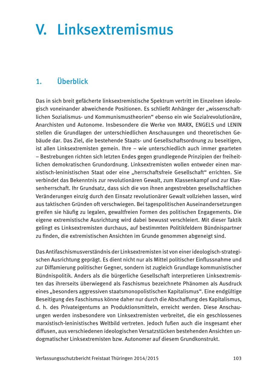 Seite 105 des Verfassungsschutzbericht 2015 Thüringen