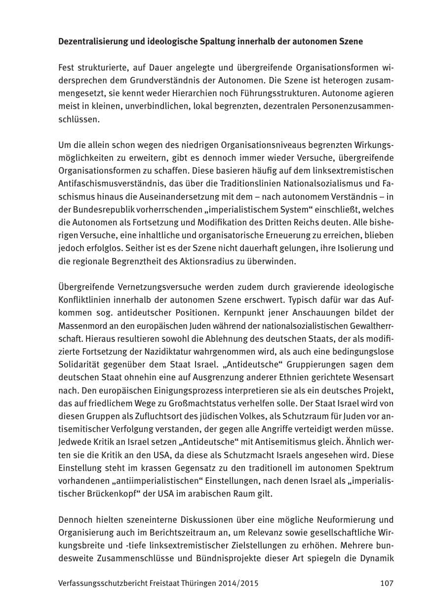 Seite 109 des Verfassungsschutzbericht 2015 Thüringen