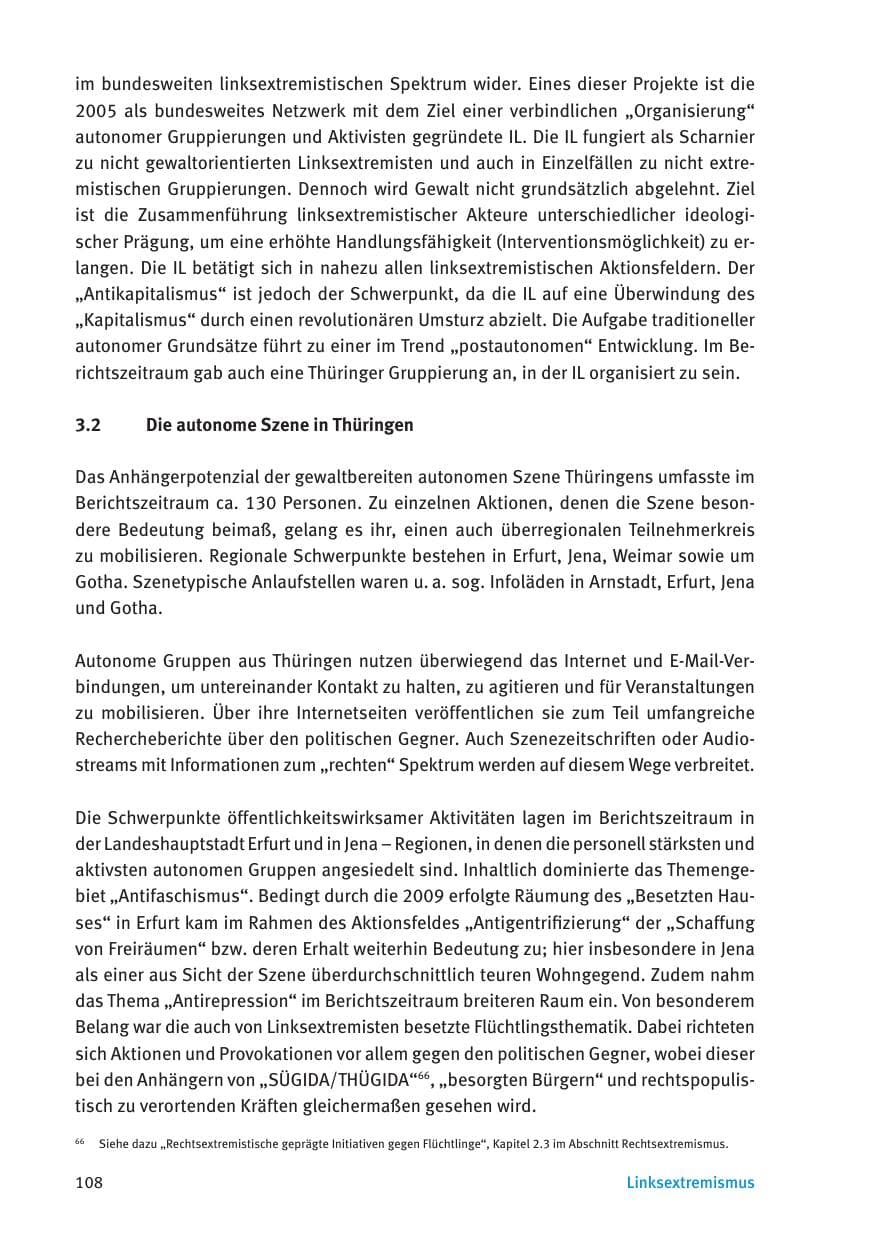 Seite 110 des Verfassungsschutzbericht 2015 Thüringen