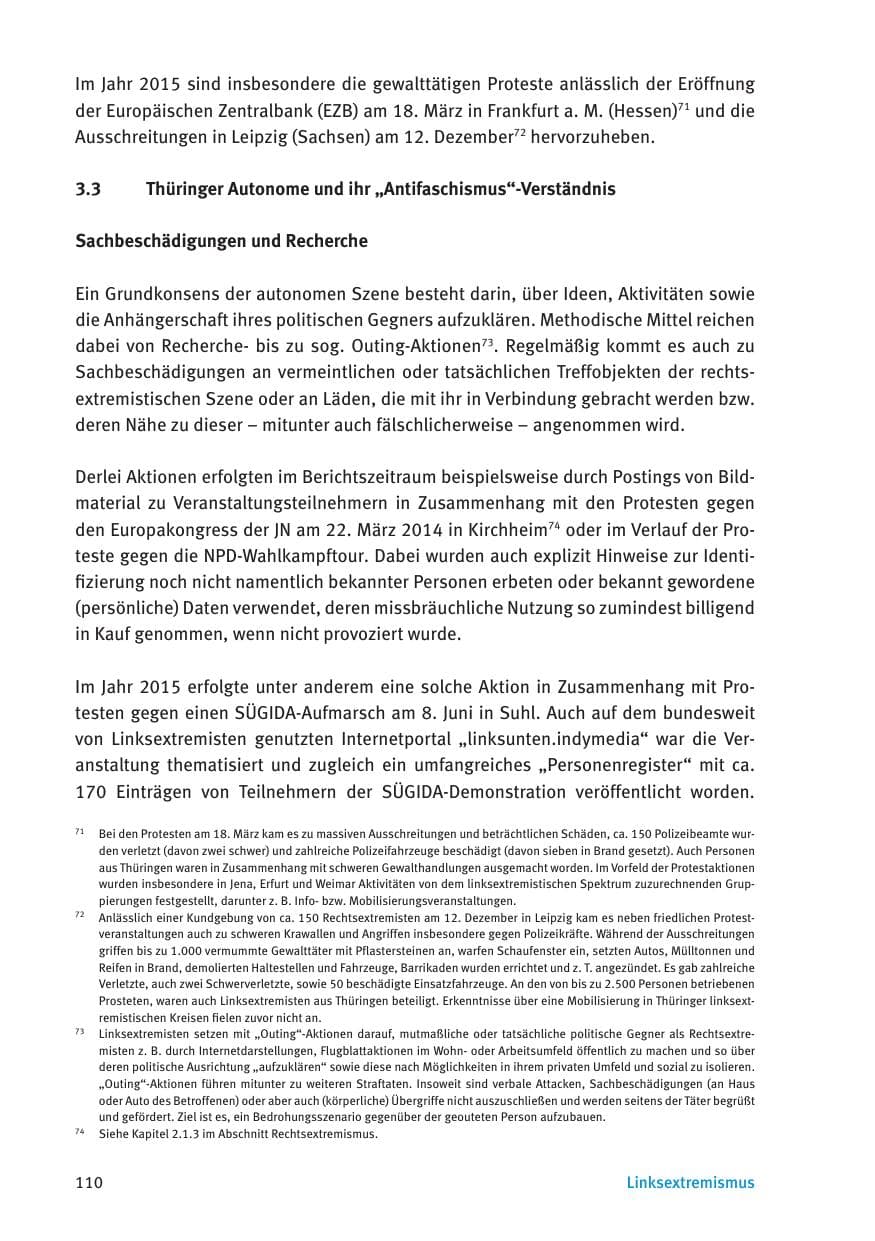 Seite 112 des Verfassungsschutzbericht 2015 Thüringen