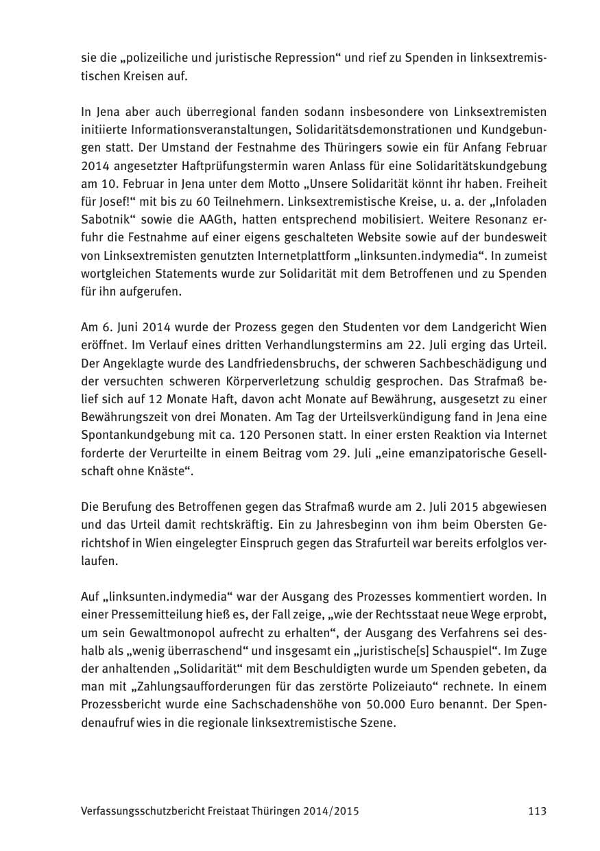 Seite 115 des Verfassungsschutzbericht 2015 Thüringen