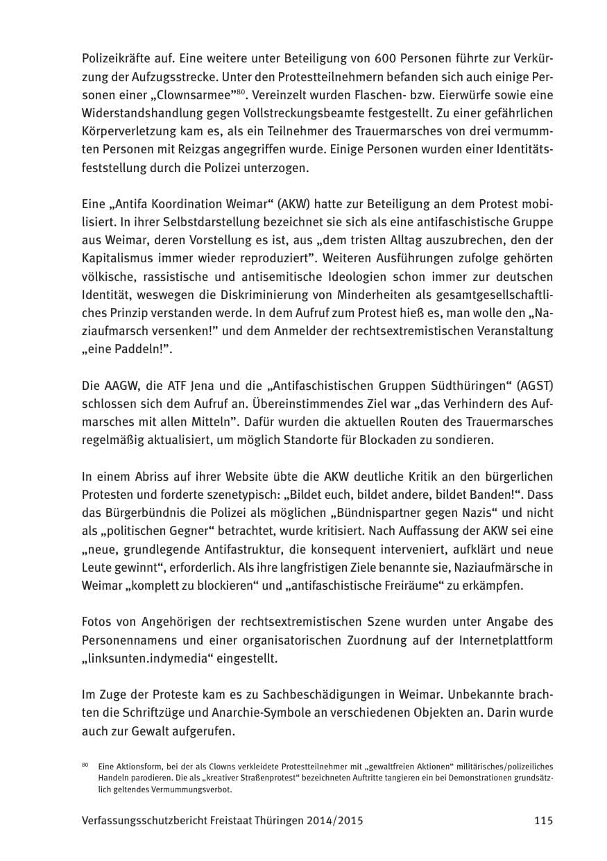 Seite 117 des Verfassungsschutzbericht 2015 Thüringen