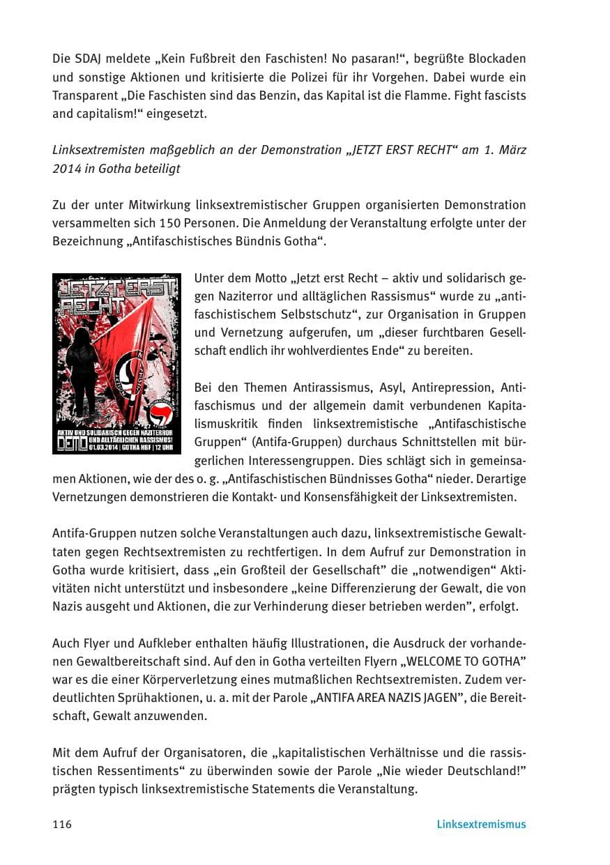 Seite 118 des Verfassungsschutzbericht 2015 Thüringen