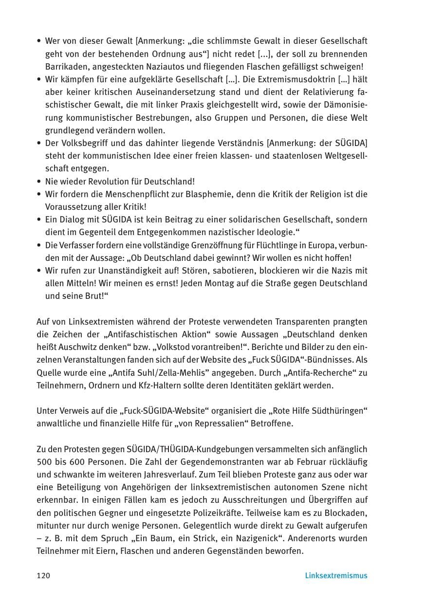 Seite 122 des Verfassungsschutzbericht 2015 Thüringen
