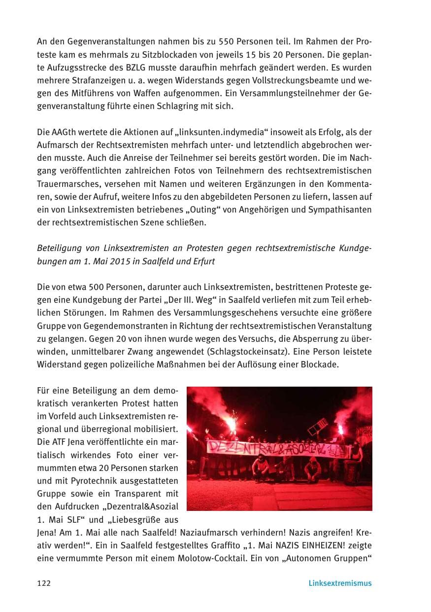 Seite 124 des Verfassungsschutzbericht 2015 Thüringen
