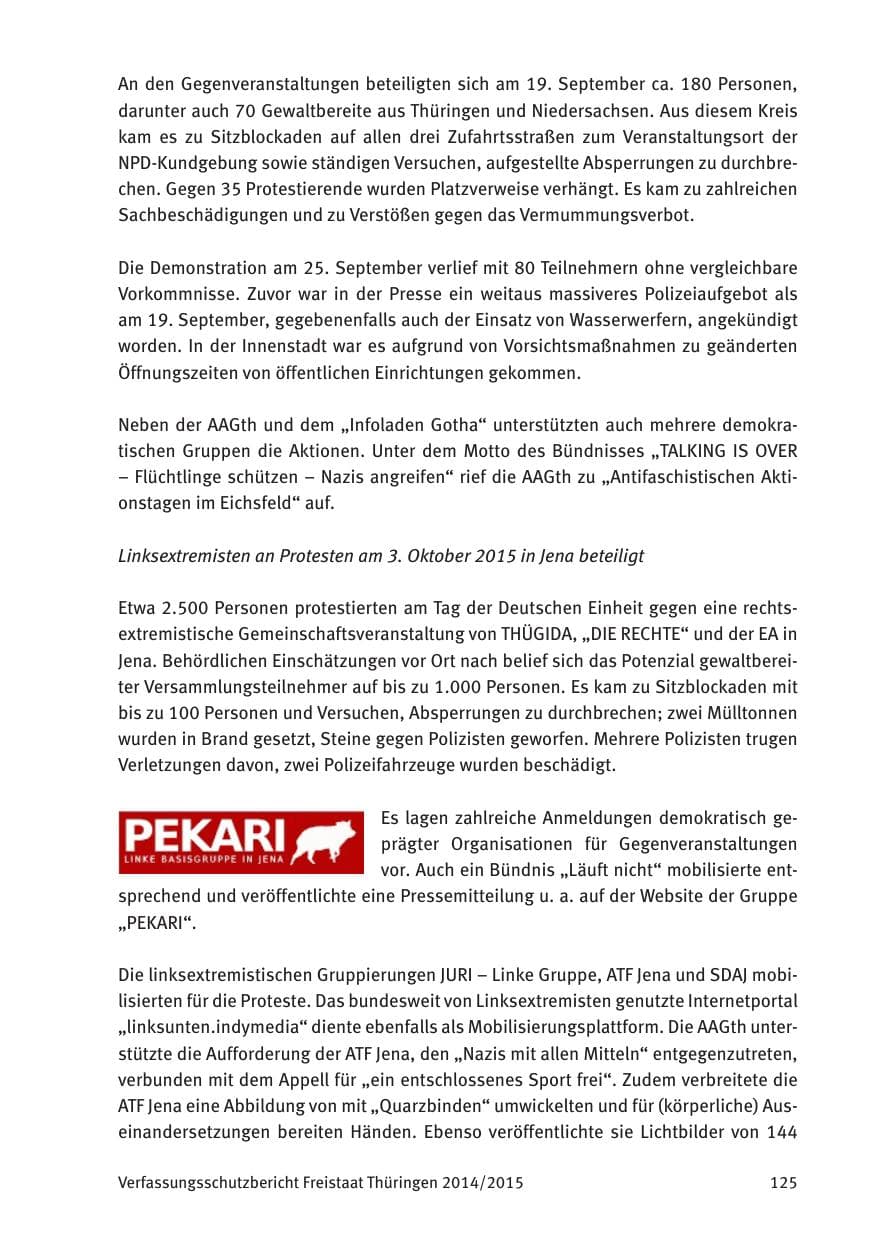 Seite 127 des Verfassungsschutzbericht 2015 Thüringen