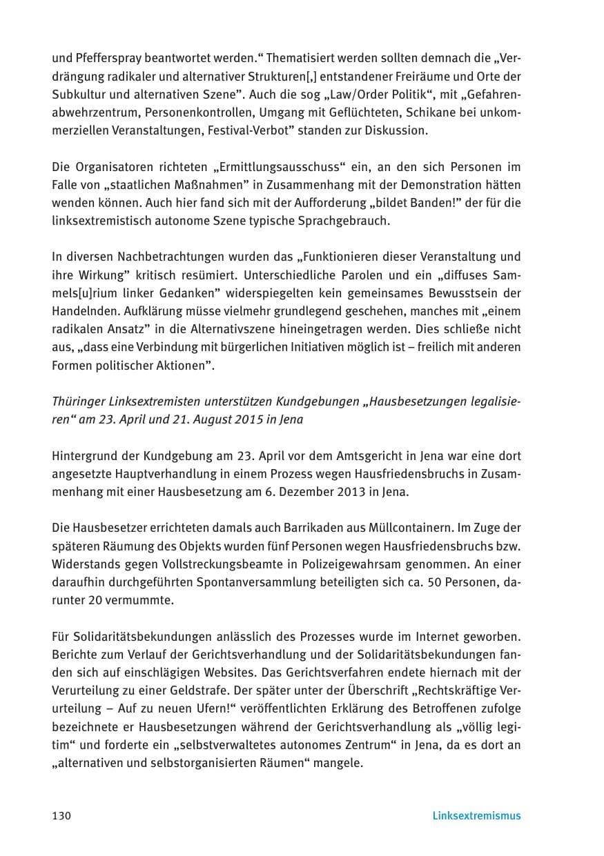 Seite 132 des Verfassungsschutzbericht 2015 Thüringen