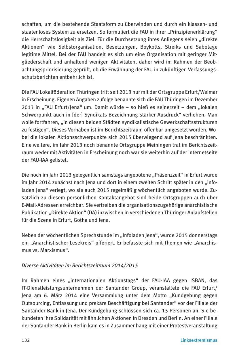 Seite 134 des Verfassungsschutzbericht 2015 Thüringen