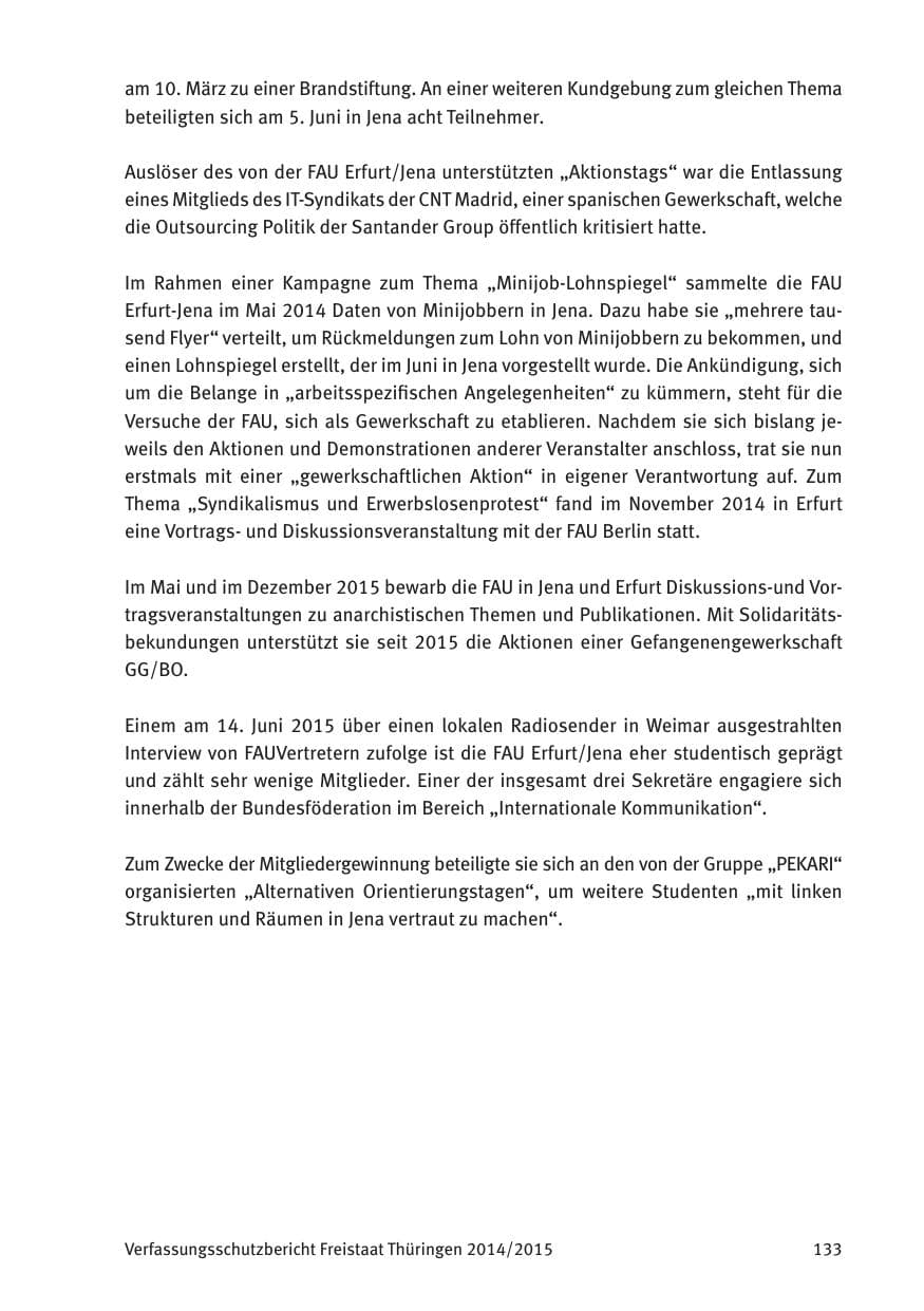 Seite 135 des Verfassungsschutzbericht 2015 Thüringen
