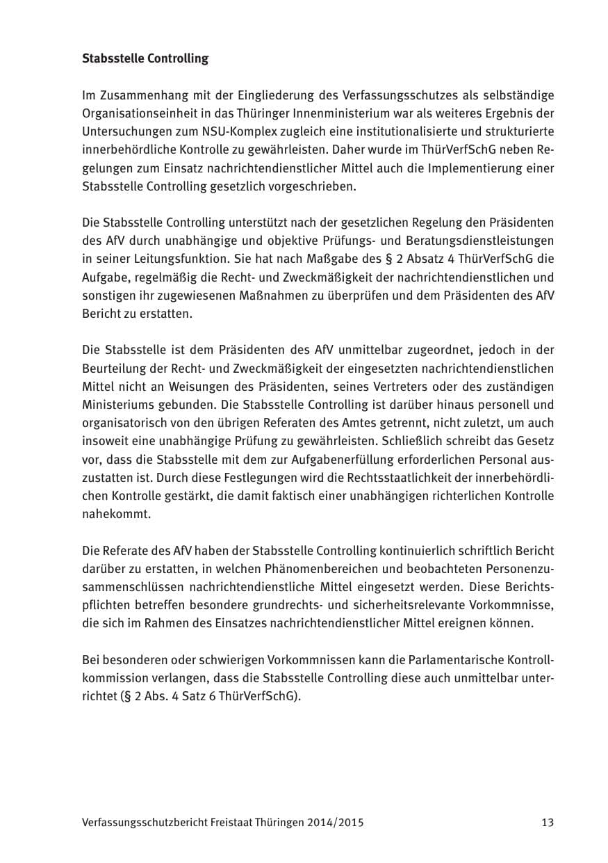 Seite 15 des Verfassungsschutzbericht 2015 Thüringen