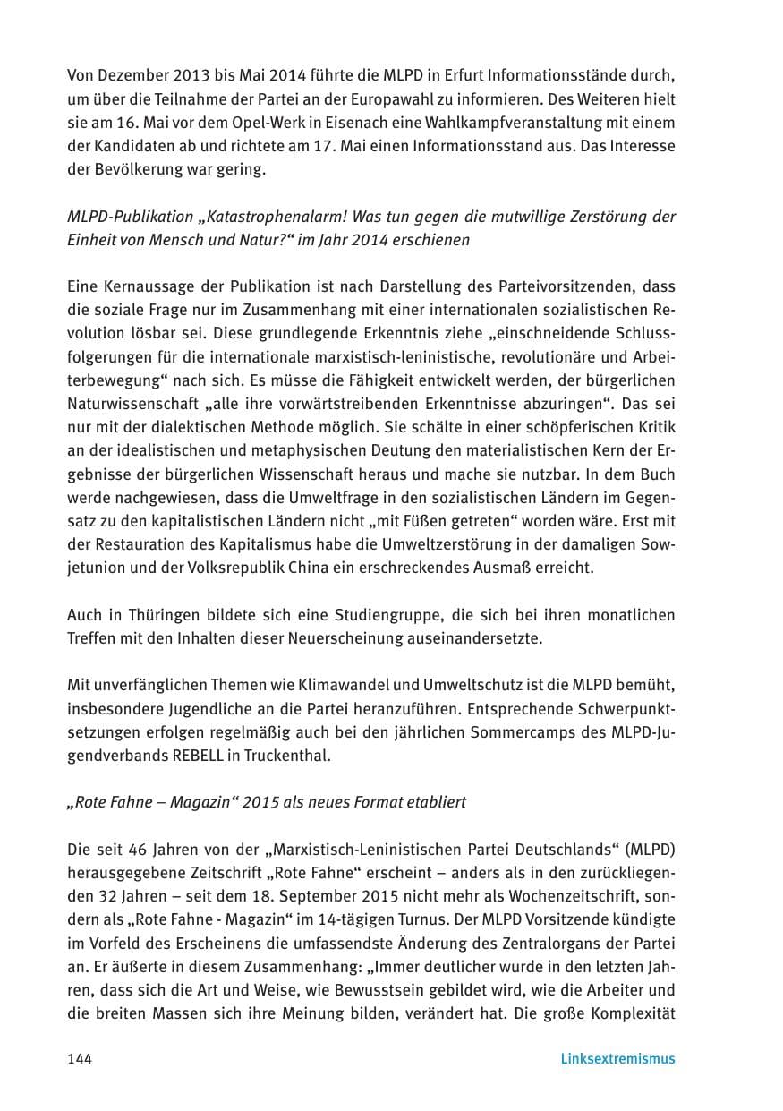 Seite 146 des Verfassungsschutzbericht 2015 Thüringen
