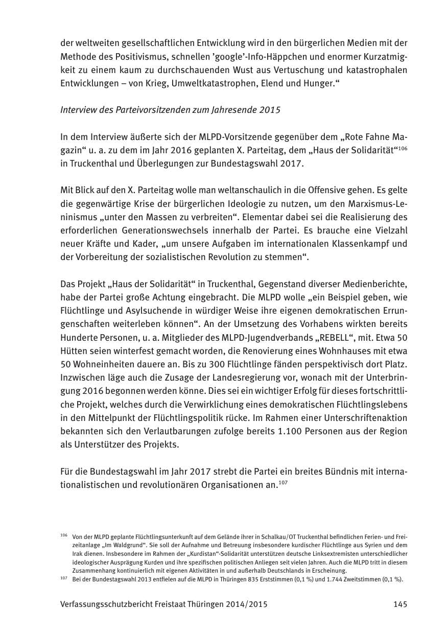 Seite 147 des Verfassungsschutzbericht 2015 Thüringen