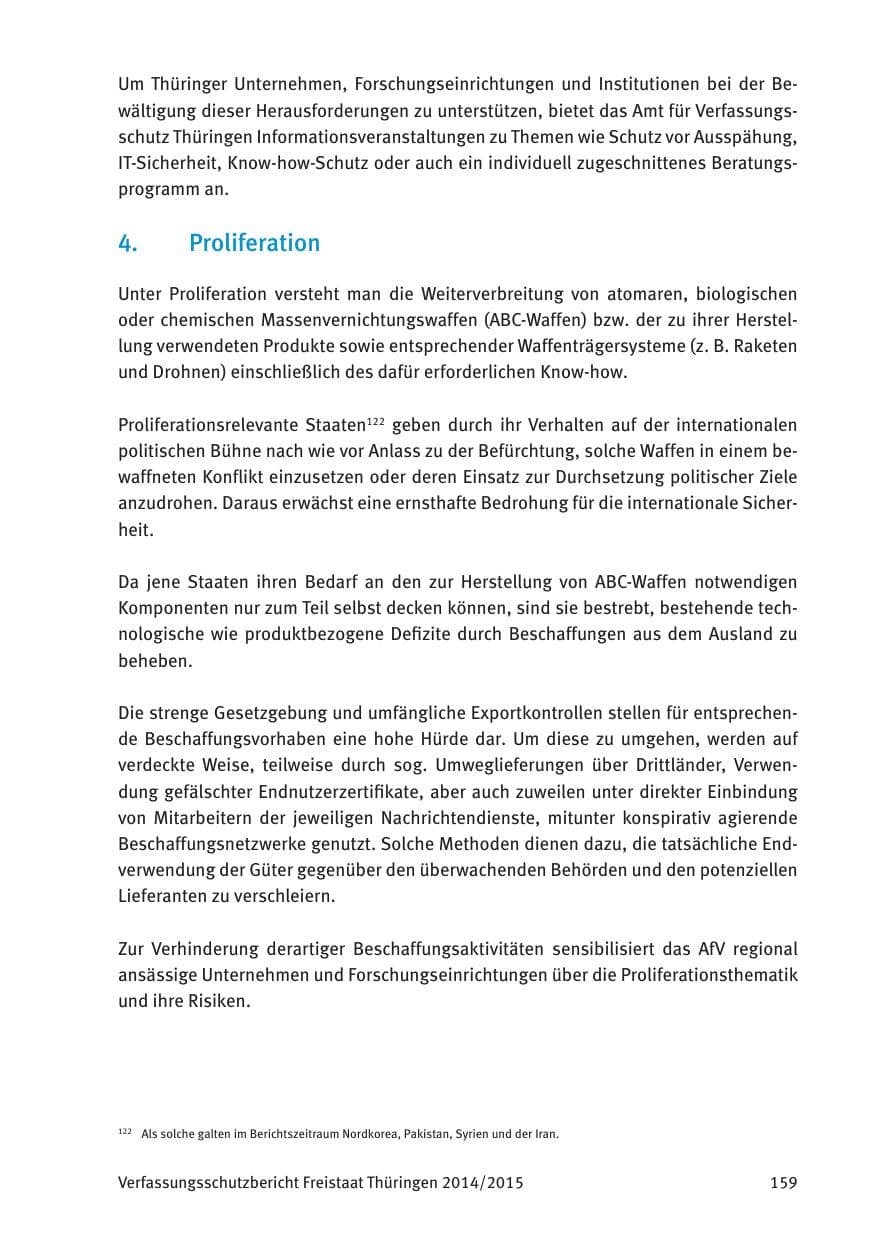 Seite 161 des Verfassungsschutzbericht 2015 Thüringen