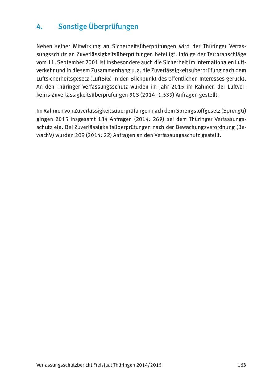 Seite 165 des Verfassungsschutzbericht 2015 Thüringen