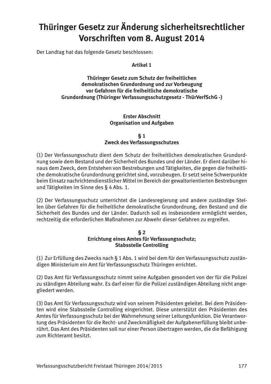 Seite 179 des Verfassungsschutzbericht 2015 Thüringen