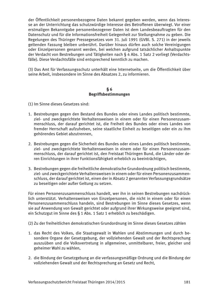 Seite 183 des Verfassungsschutzbericht 2015 Thüringen