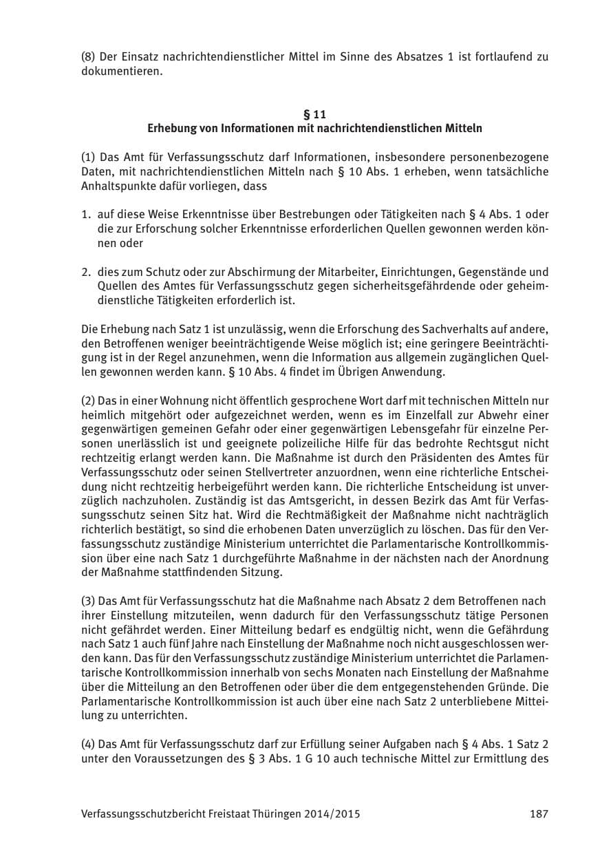 Seite 189 des Verfassungsschutzbericht 2015 Thüringen