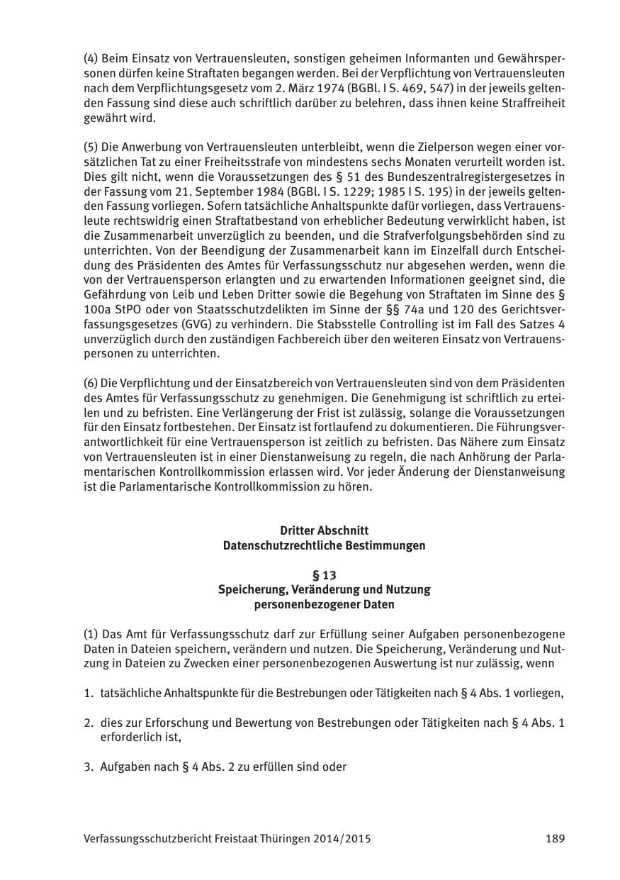Seite 191 des Verfassungsschutzbericht 2015 Thüringen