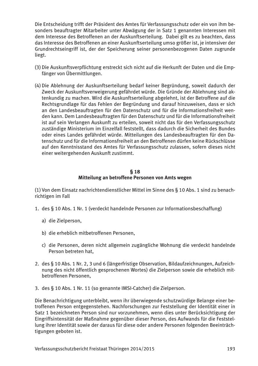 Seite 195 des Verfassungsschutzbericht 2015 Thüringen