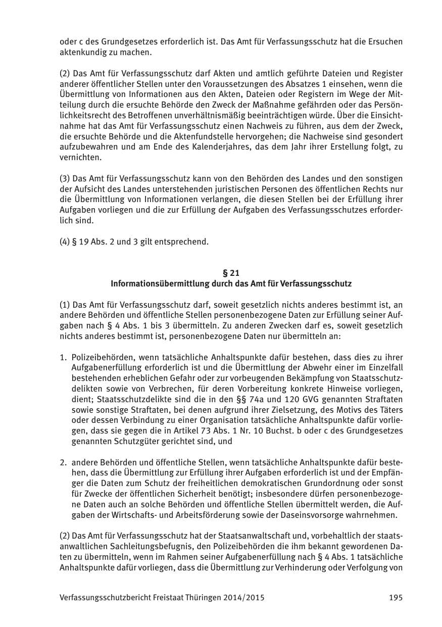 Seite 197 des Verfassungsschutzbericht 2015 Thüringen