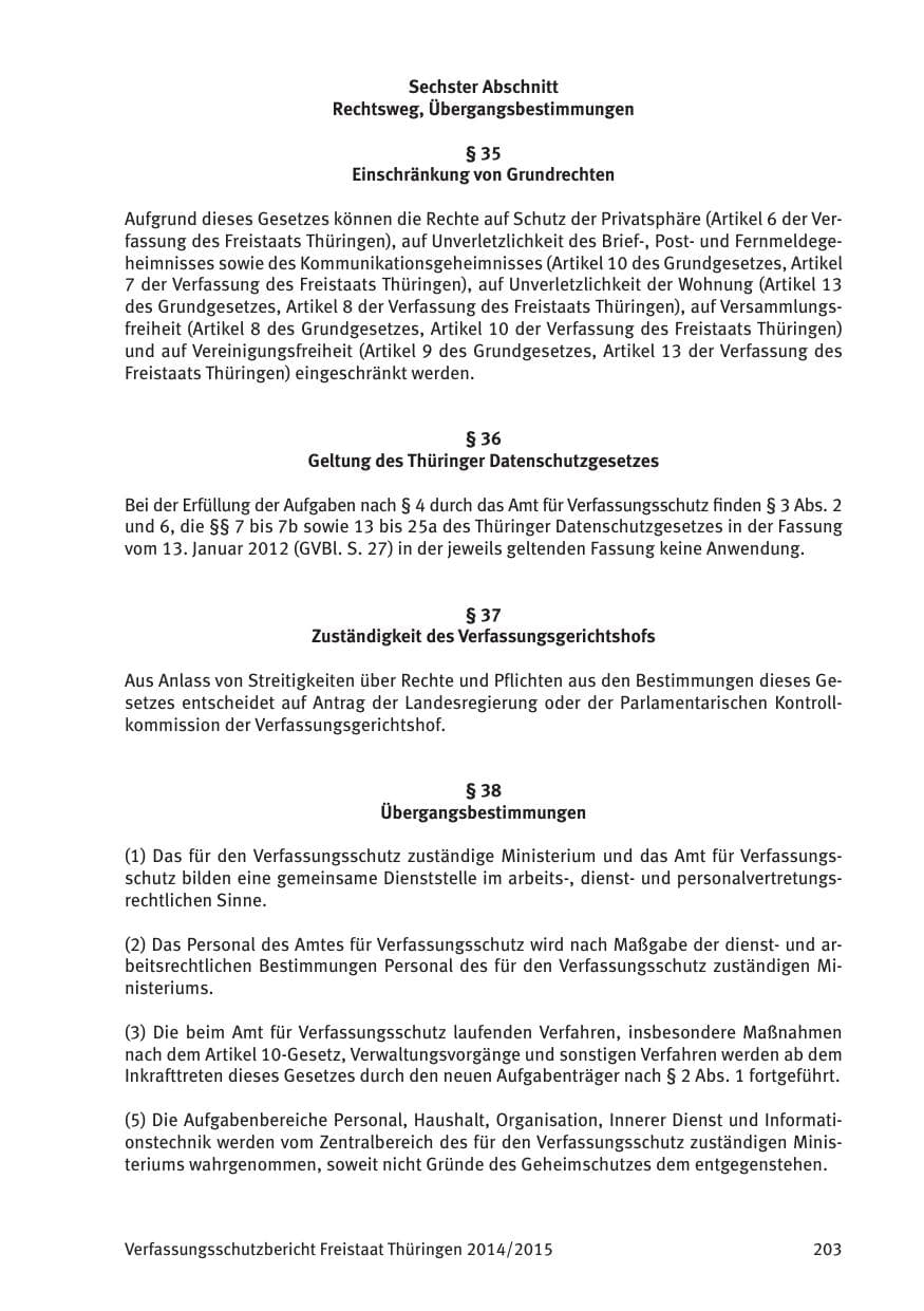 Seite 205 des Verfassungsschutzbericht 2015 Thüringen