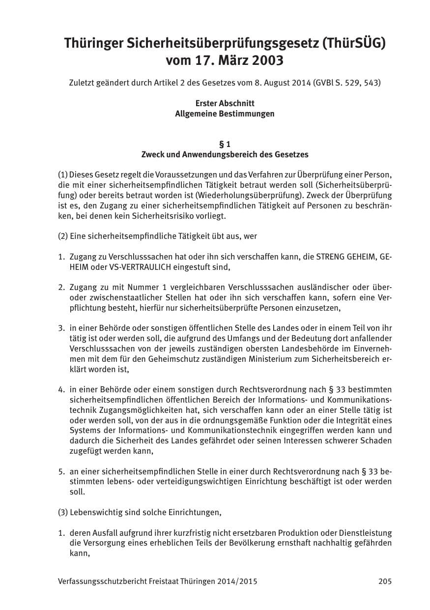 Seite 207 des Verfassungsschutzbericht 2015 Thüringen