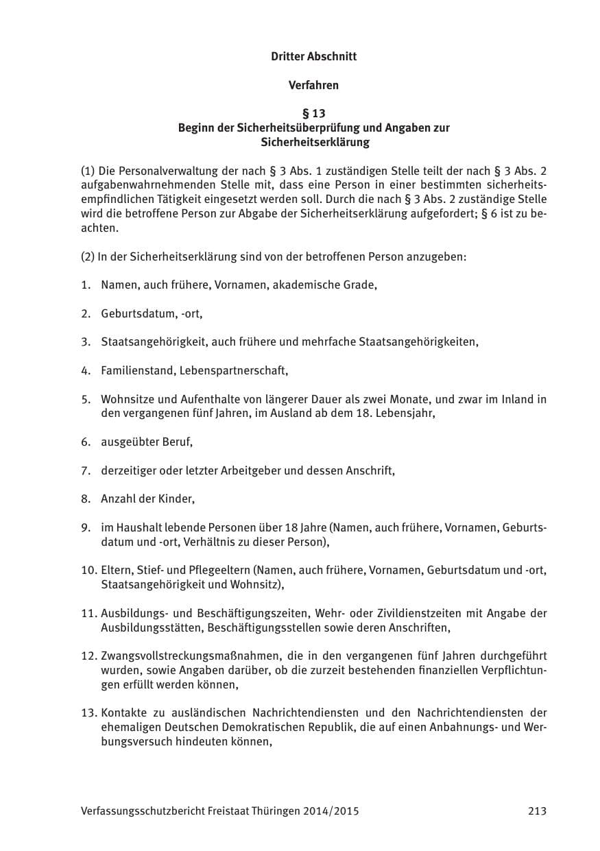 Seite 215 des Verfassungsschutzbericht 2015 Thüringen