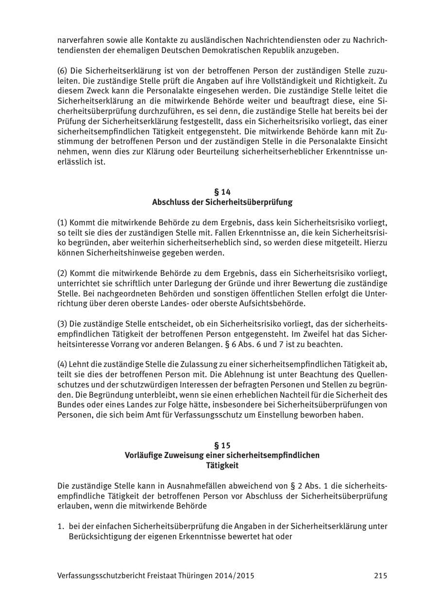Seite 217 des Verfassungsschutzbericht 2015 Thüringen