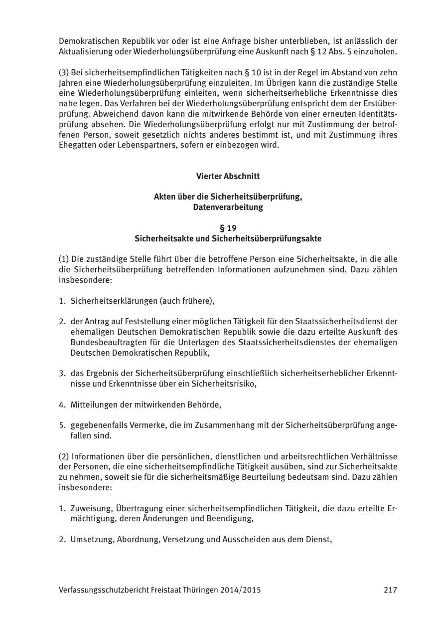Seite 219 des Verfassungsschutzbericht 2015 Thüringen