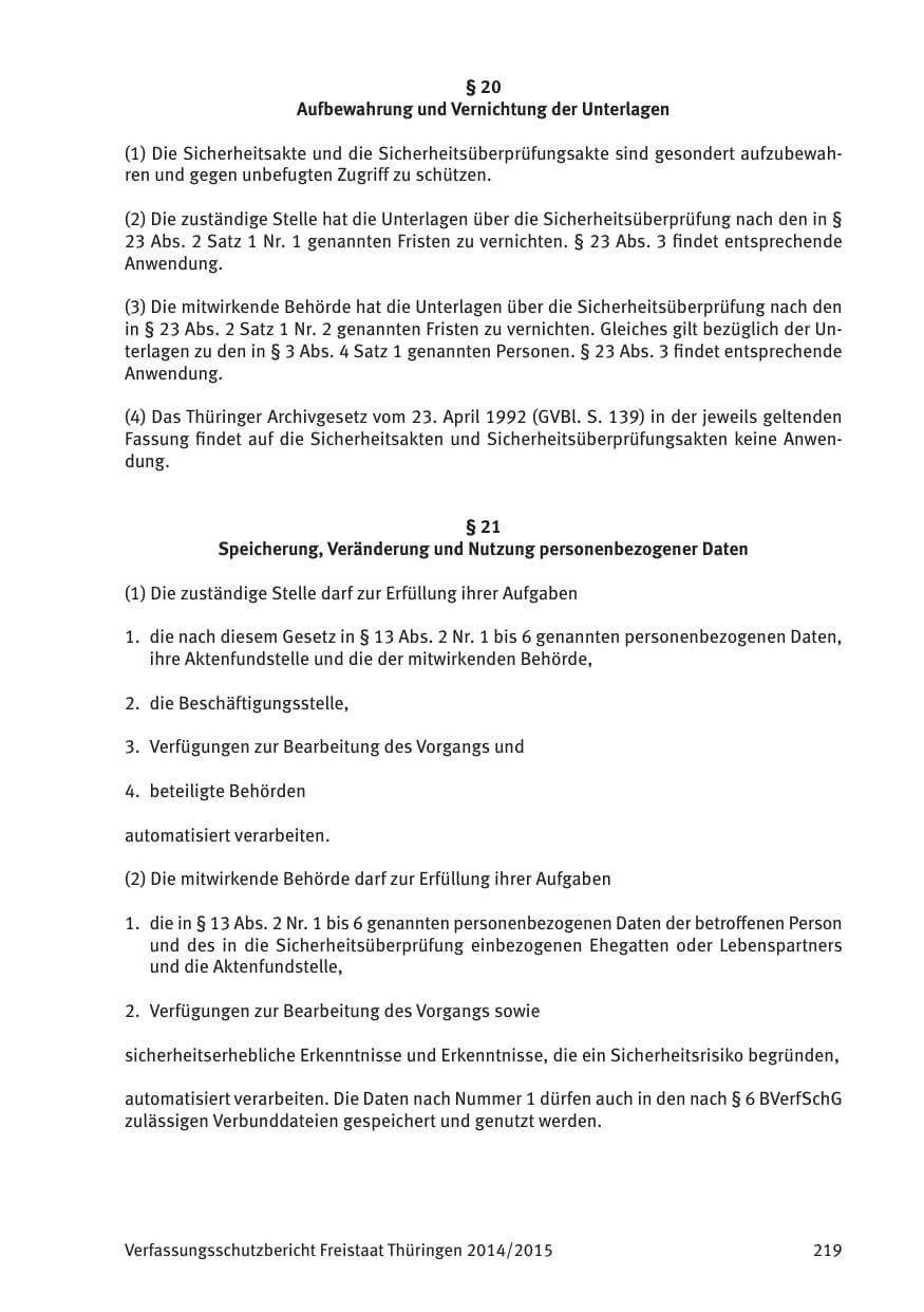 Seite 221 des Verfassungsschutzbericht 2015 Thüringen